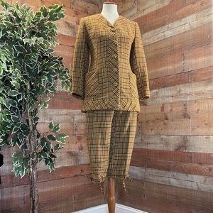 Vintage Plaid Tartan Knickers Riding Suit Blazer Set